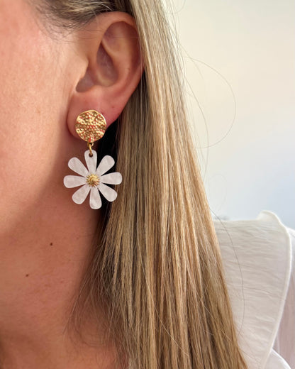 Boucles d'oreilles Fleur blanc