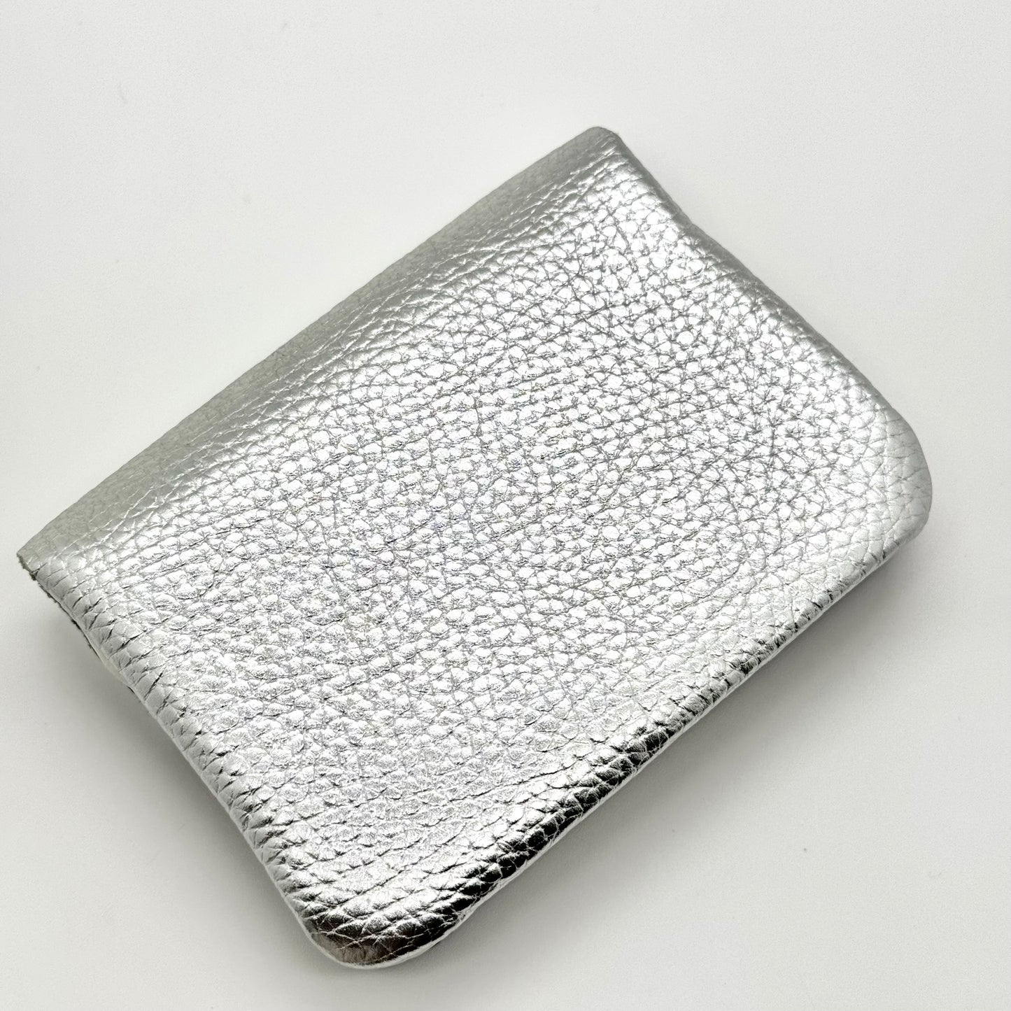 Porte-monnaie en cuir véritable irisé violet-argenté