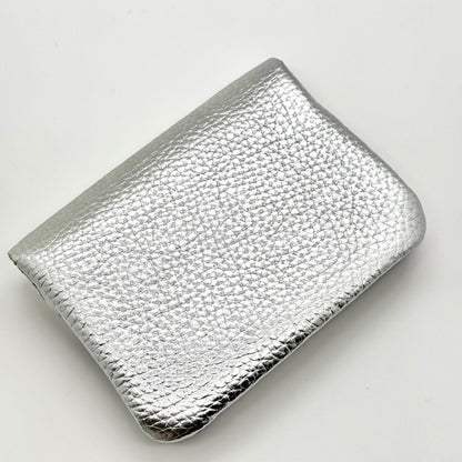 Porte-monnaie en cuir véritable irisé violet-argenté