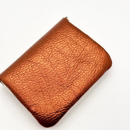 Porte-monnaie en cuir véritable irisé rose-cuivre