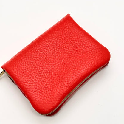 Porte-monnaie en cuir véritable rose-rouge