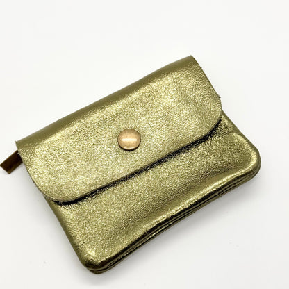Porte-monnaie en cuir véritable irisé vert