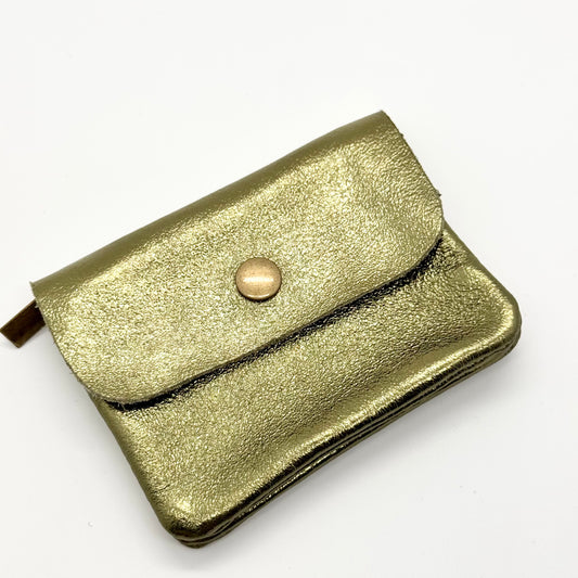 Porte-monnaie en cuir véritable irisé vert