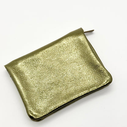 Porte-monnaie en cuir véritable irisé vert