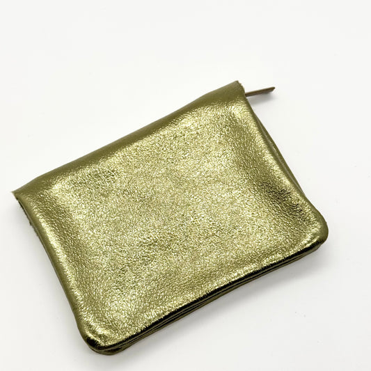Porte-monnaie en cuir véritable irisé vert