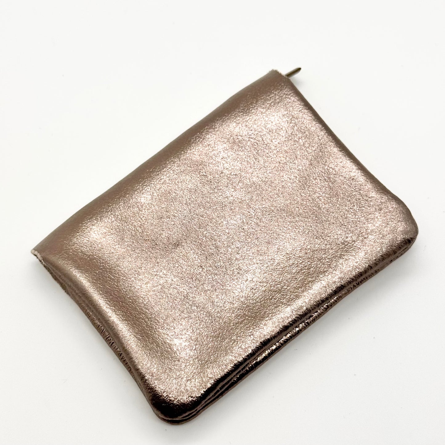 Porte-monnaie en cuir véritable irisé bronze