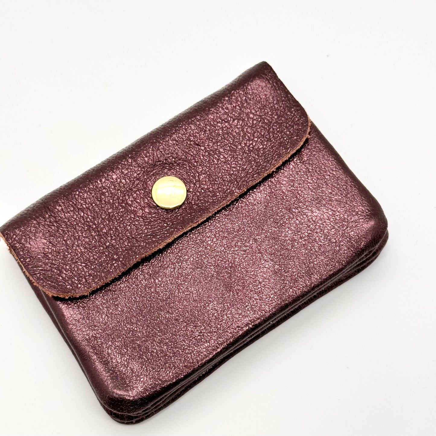 Porte-monnaie en cuir véritable irisé choco