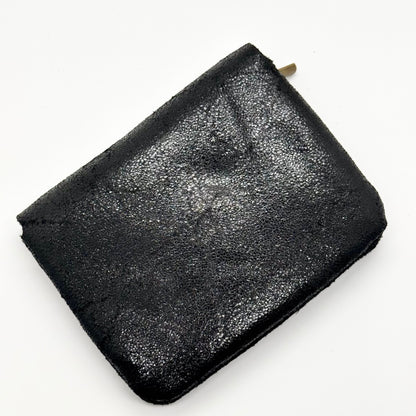 Porte-monnaie en cuir véritable lisse noir