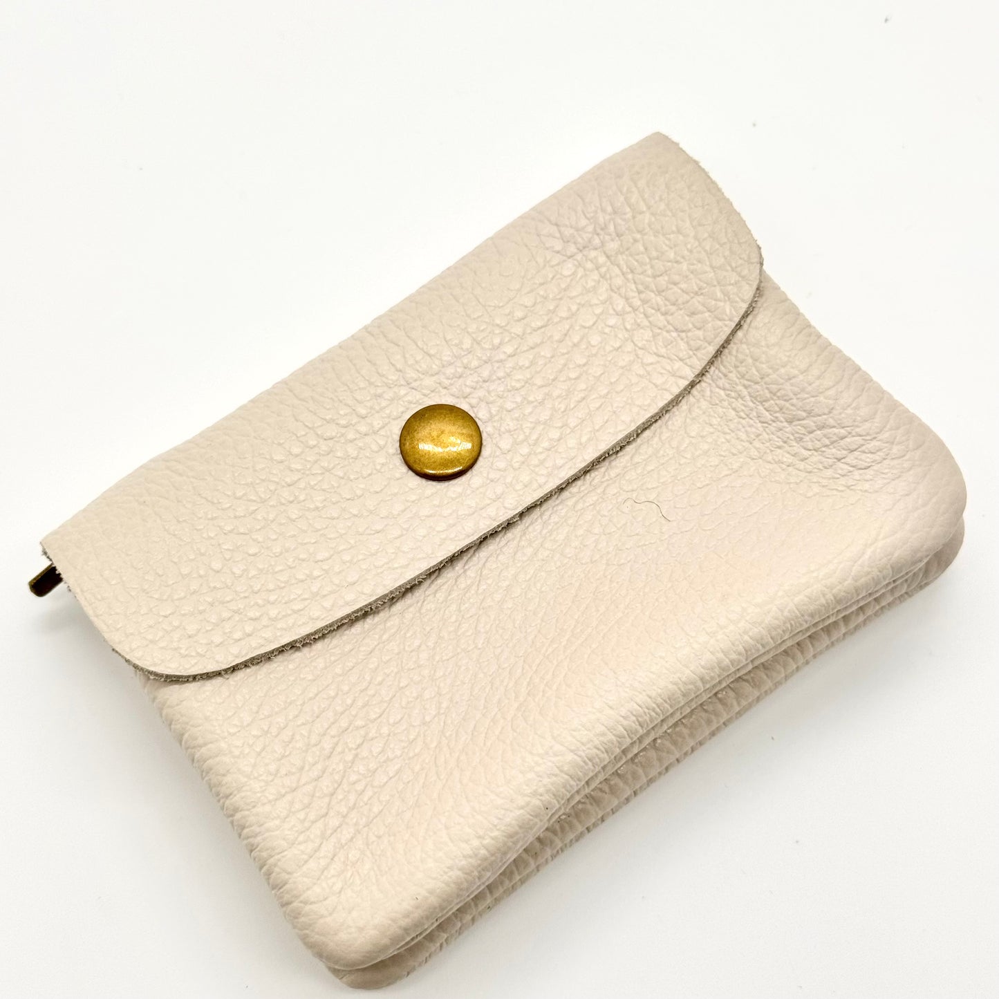 Porte-monnaie en cuir véritable beige