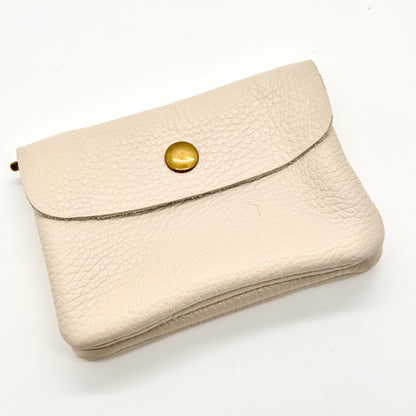 Porte-monnaie en cuir véritable beige
