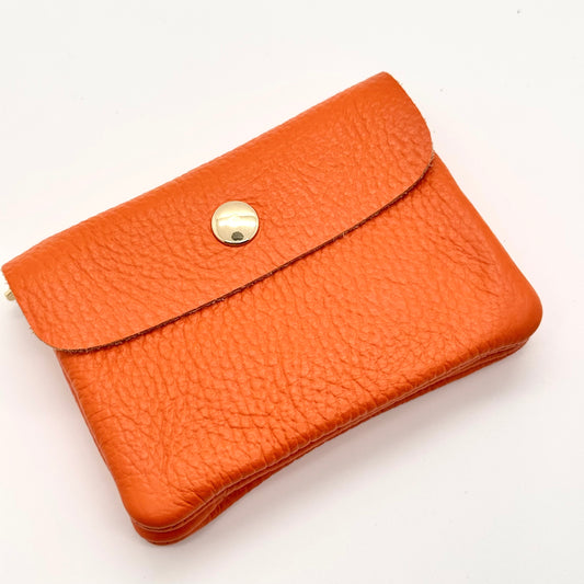 Porte-monnaie en cuir véritable orange