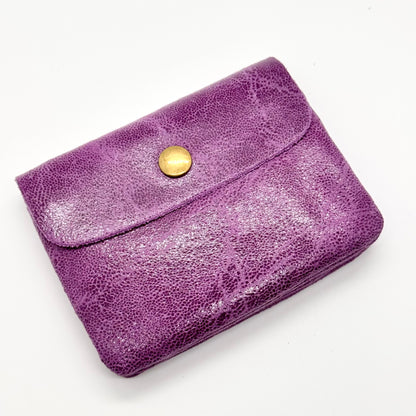 Porte-monnaie en cuir véritable lisse violet