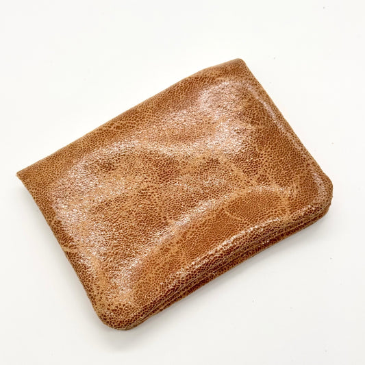 Porte-monnaie en cuir véritable lisse camel