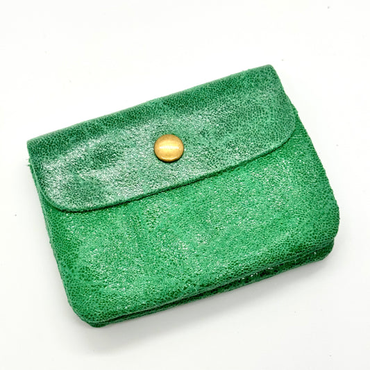 Porte-monnaie en cuir véritable lisse vert