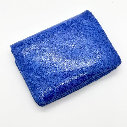 Porte-monnaie en cuir véritable lisse bleu roi