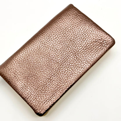 Porte-monnaie en cuir véritable irisé doré-bronze