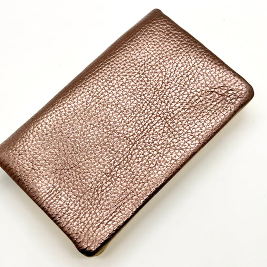 Porte-monnaie en cuir véritable irisé doré-bronze