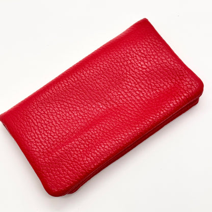 Porte-monnaie en cuir véritable rouge