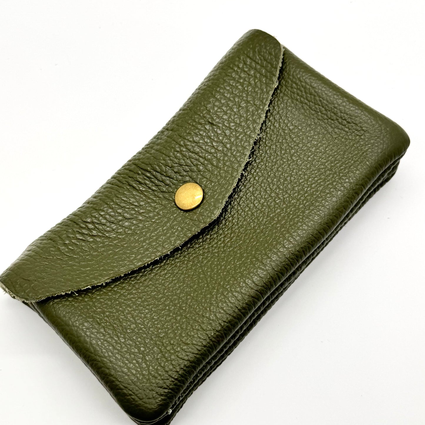Porte-monnaie en cuir véritable kaki