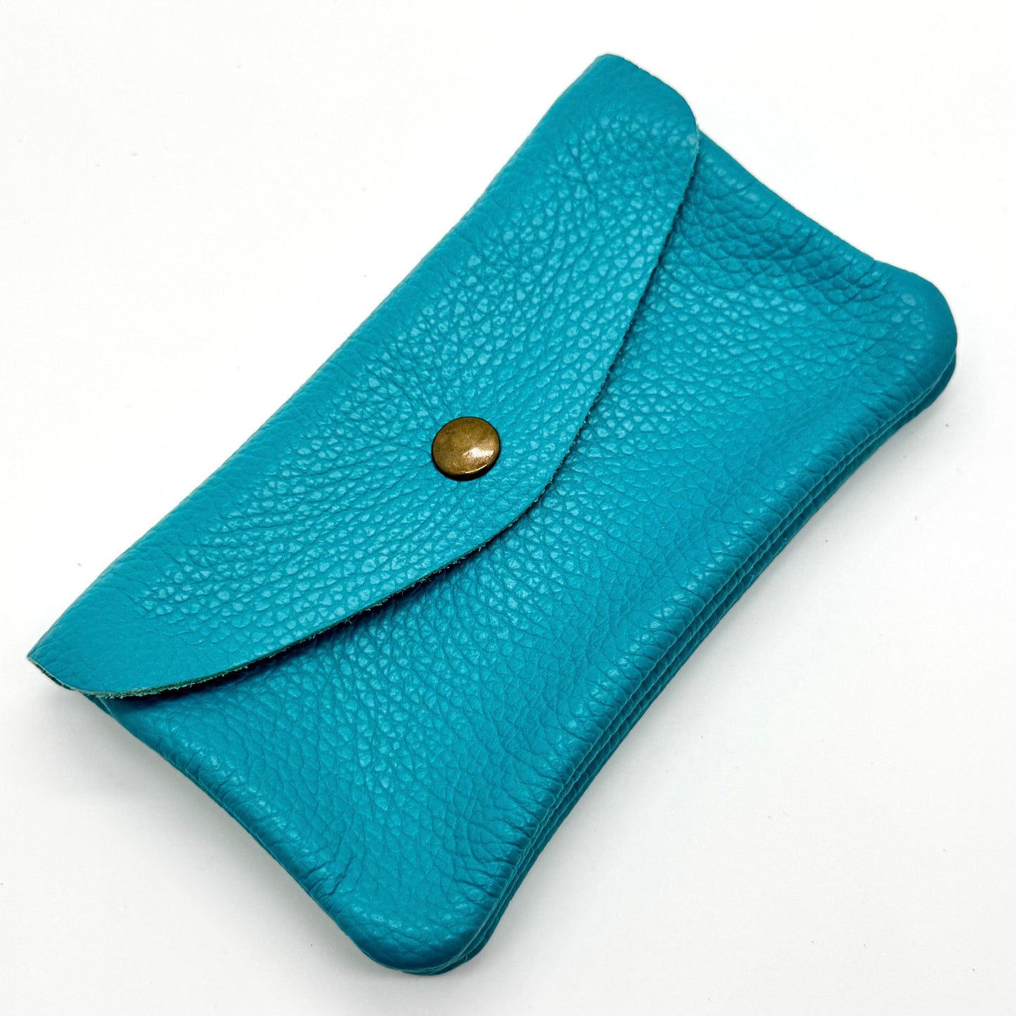 Porte-monnaie en cuir véritable bleu