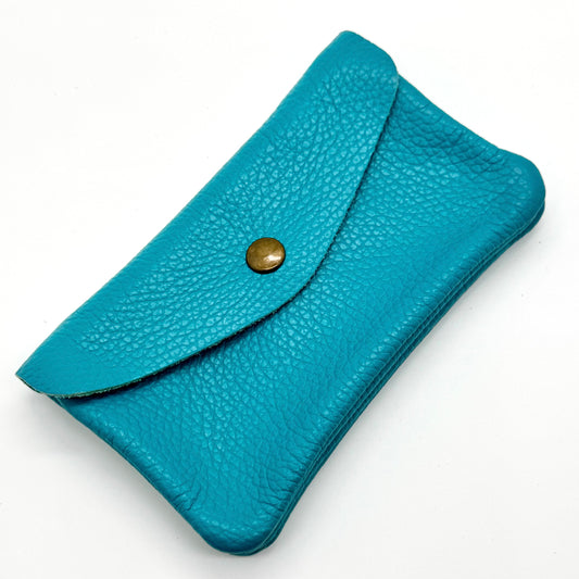 Porte-monnaie en cuir véritable bleu
