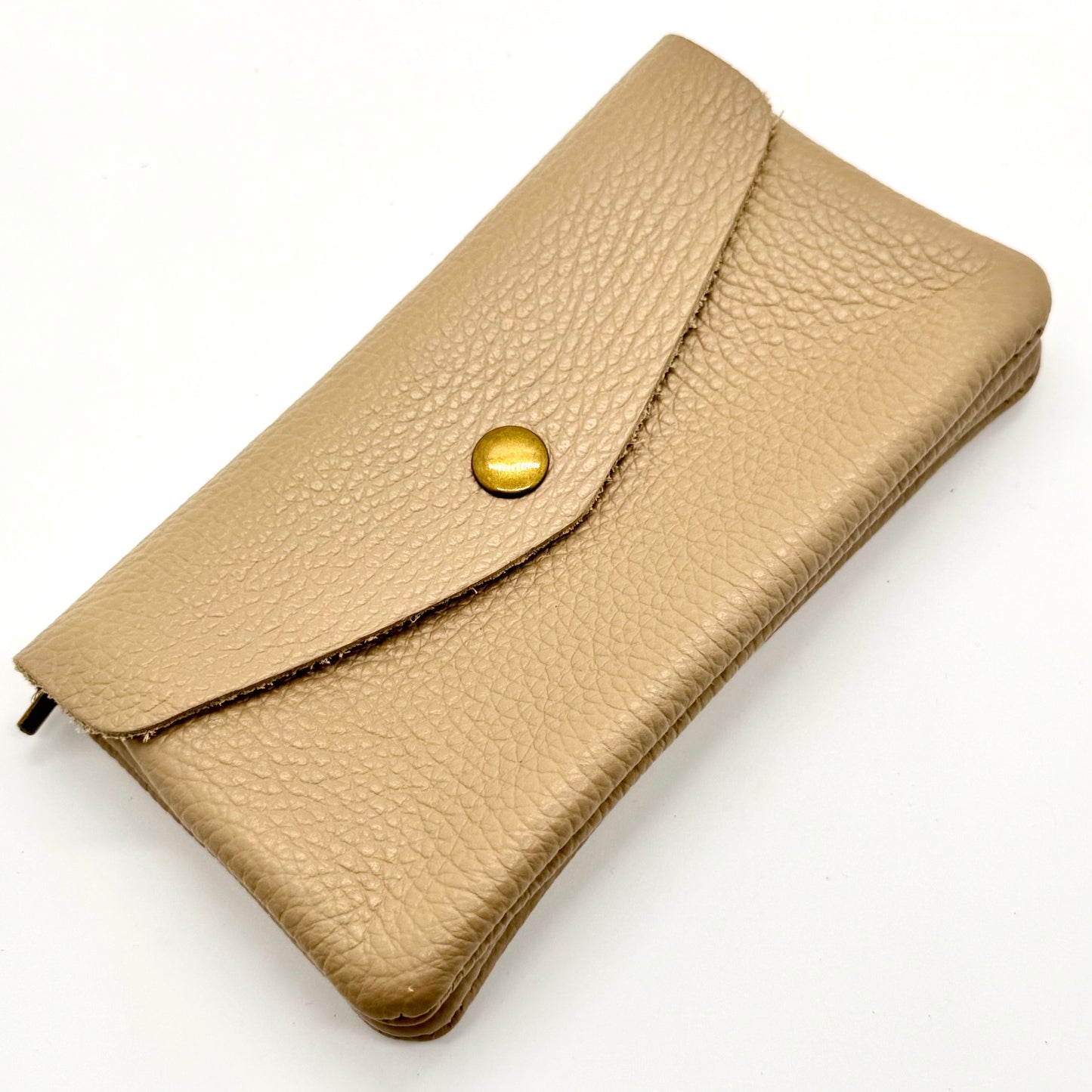 Porte-monnaie en cuir véritable beige