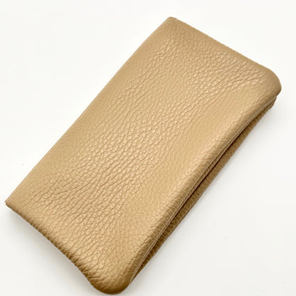 Porte-monnaie en cuir véritable beige
