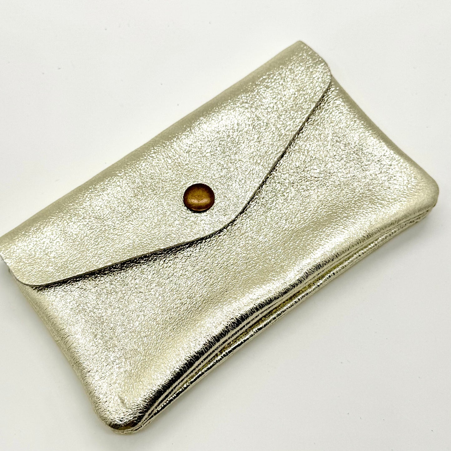 Porte-monnaie en cuir véritable irisé doré clair