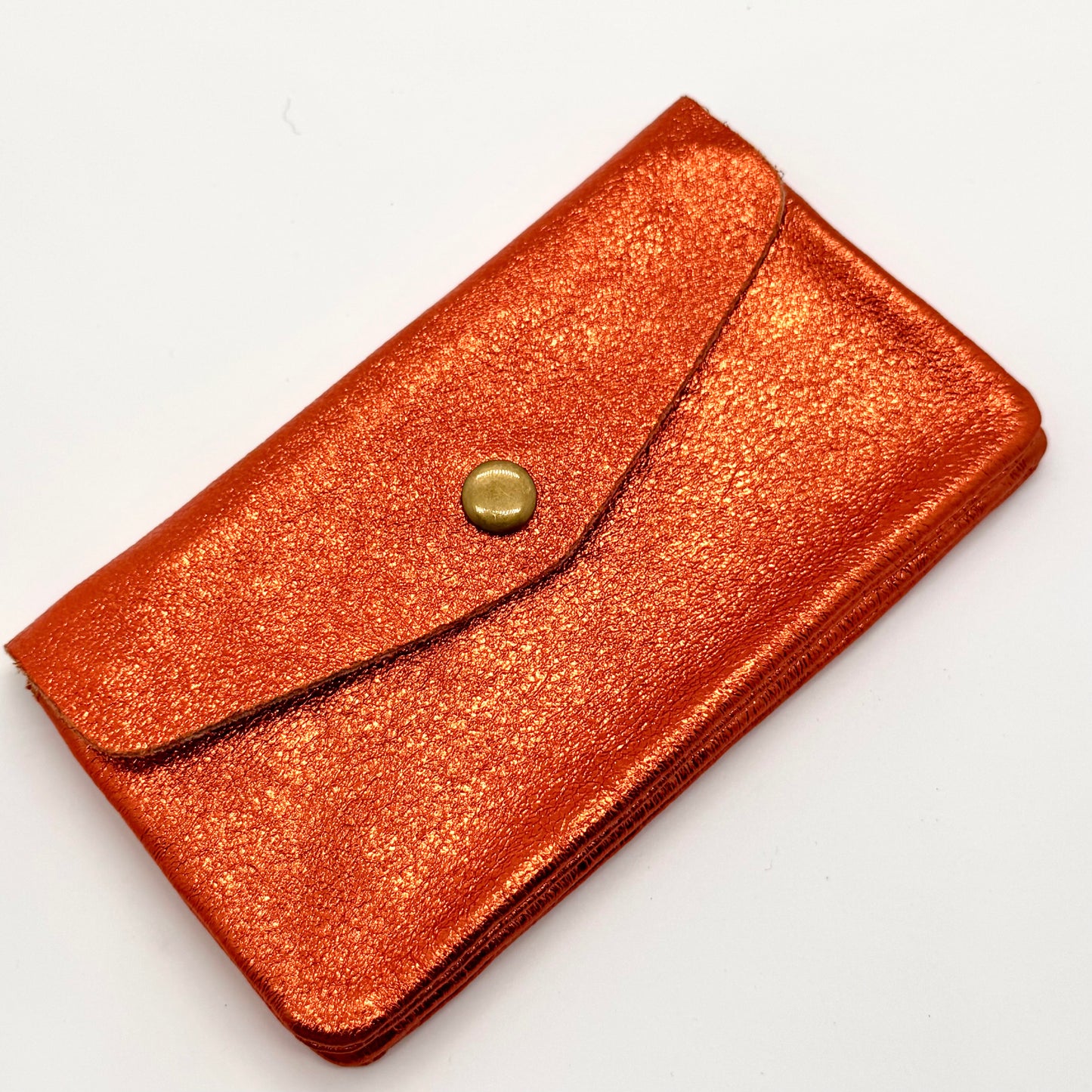 Porte-monnaie en cuir véritable irisé orange