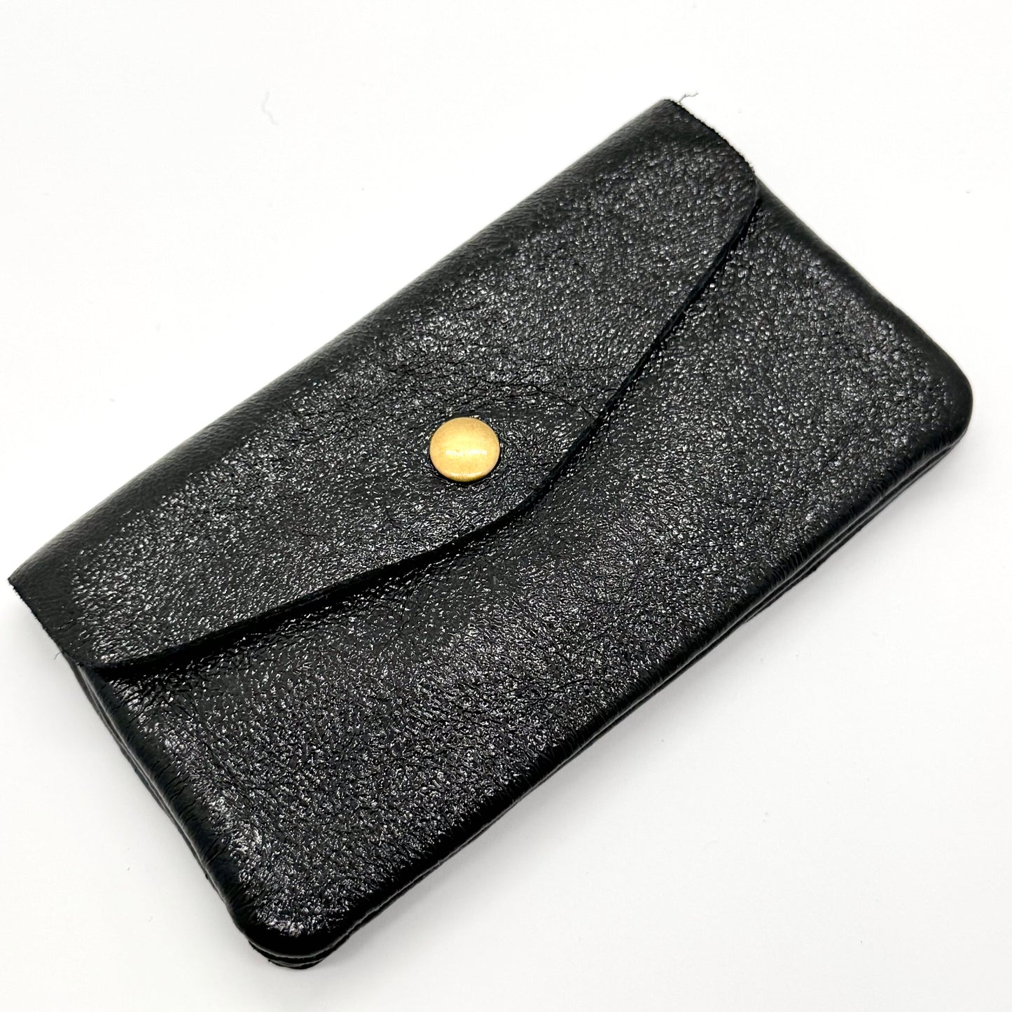 Porte-monnaie en cuir véritable irisé noir