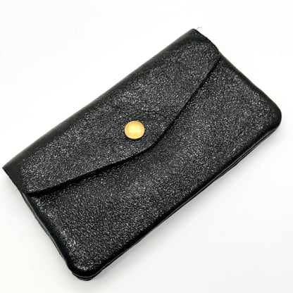 Porte-monnaie en cuir véritable irisé noir