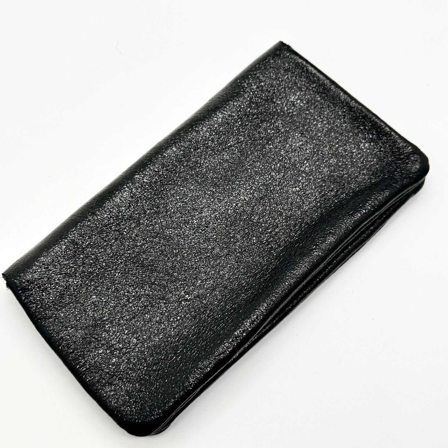 Porte-monnaie en cuir véritable irisé noir