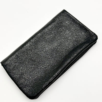Porte-monnaie en cuir véritable irisé noir