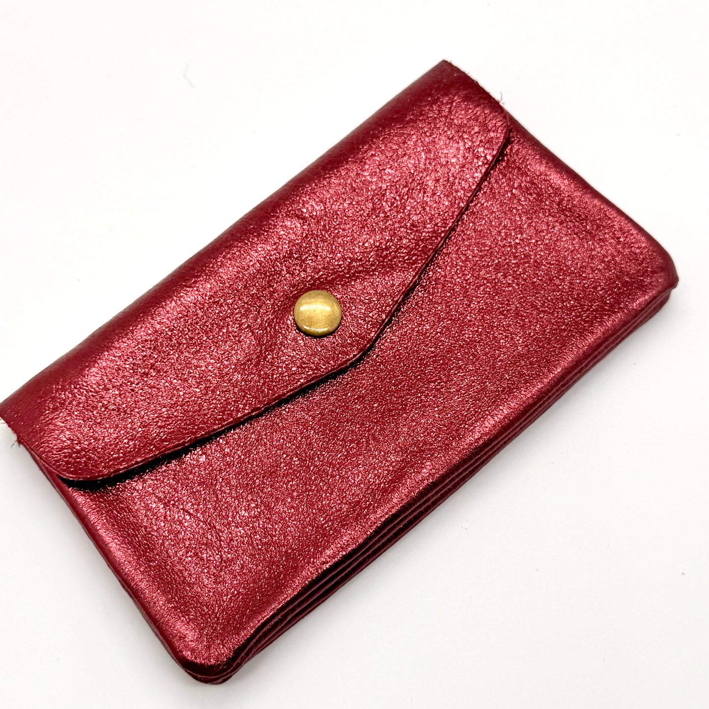 Porte-monnaie en cuir véritable irisé bordeaux