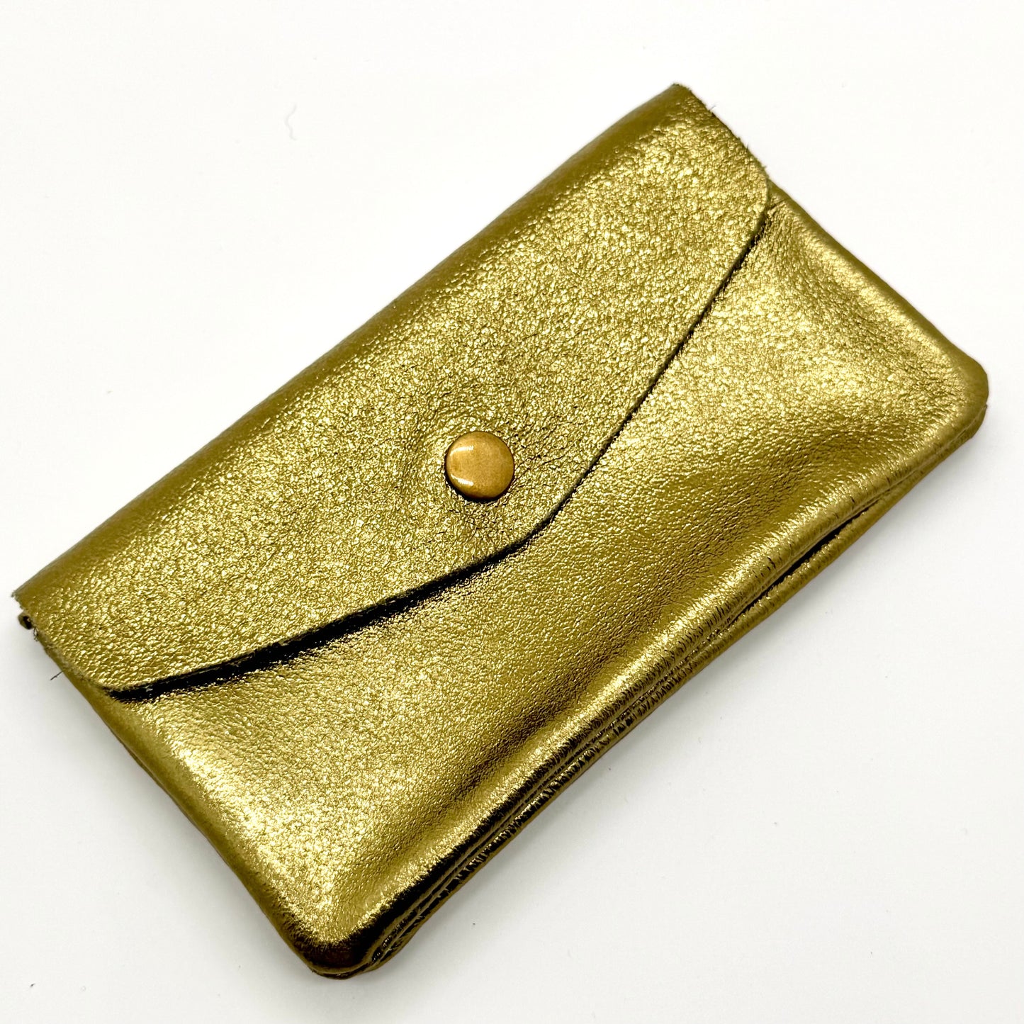 Porte-monnaie en cuir véritable irisé kaki