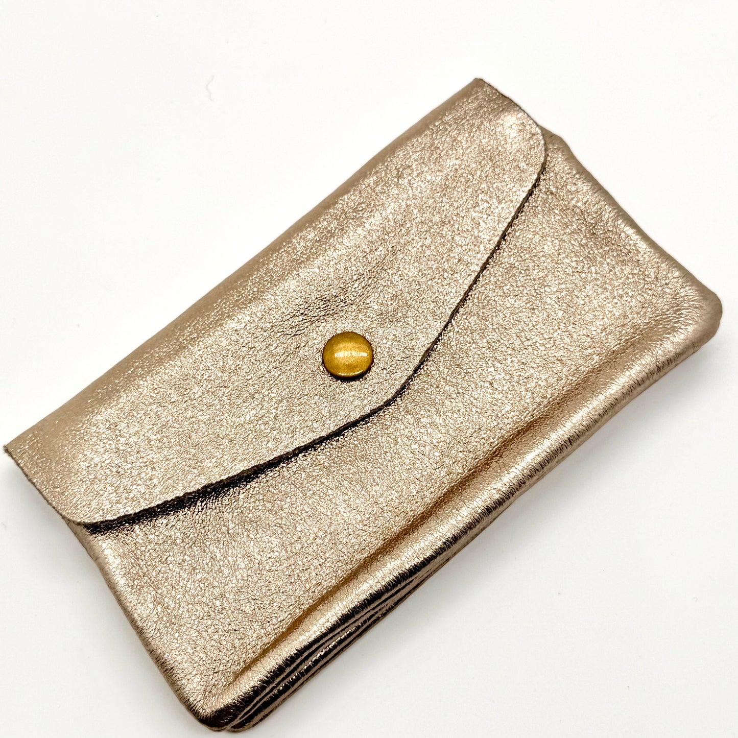 Porte-monnaie en cuir véritable irisé champagne