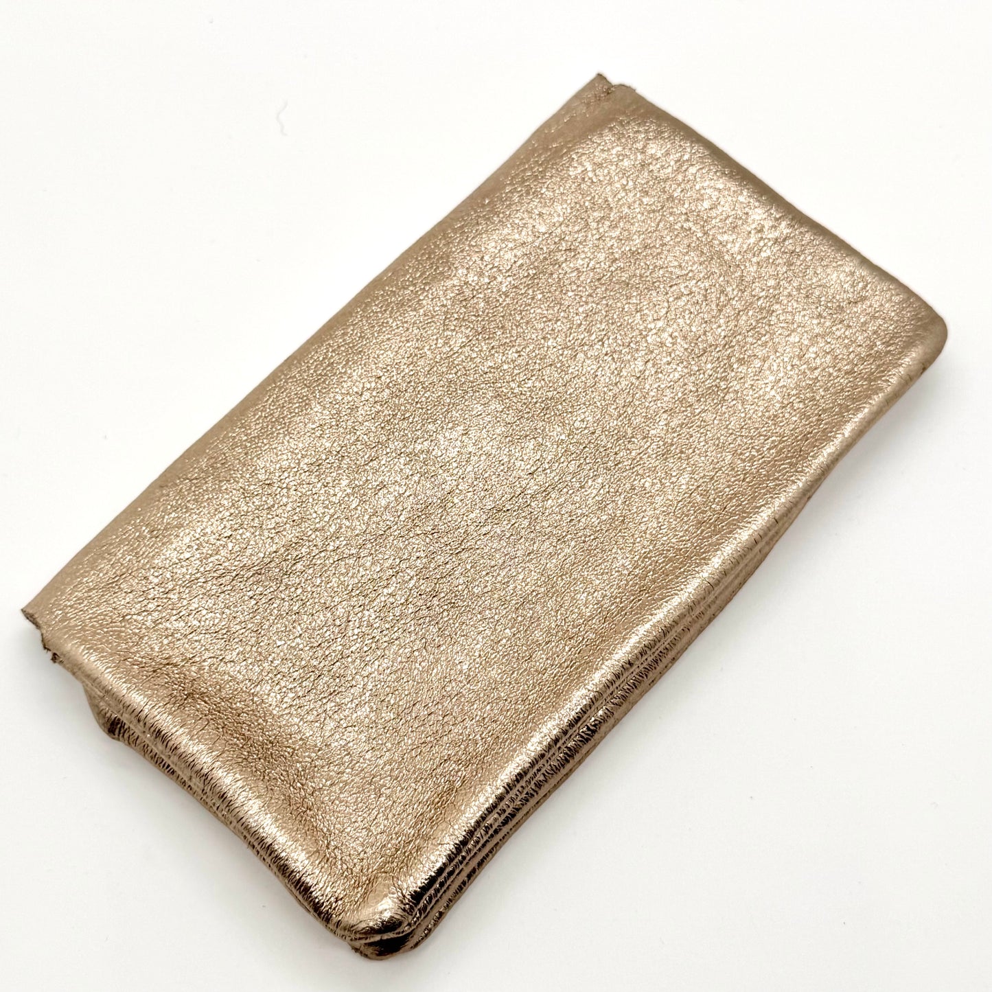 Porte-monnaie en cuir véritable irisé champagne