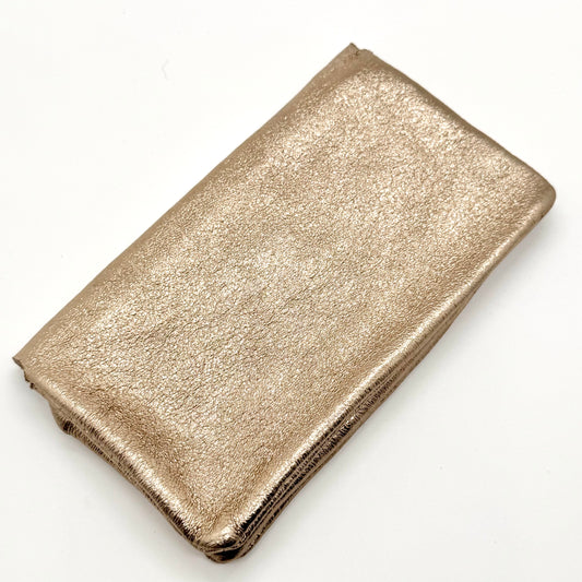 Porte-monnaie en cuir véritable irisé champagne