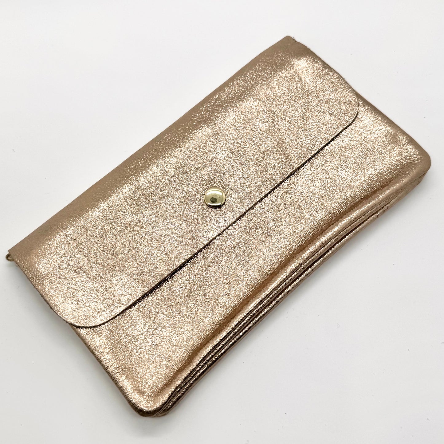 Porte-monnaie XL en cuir véritable irisé champagne