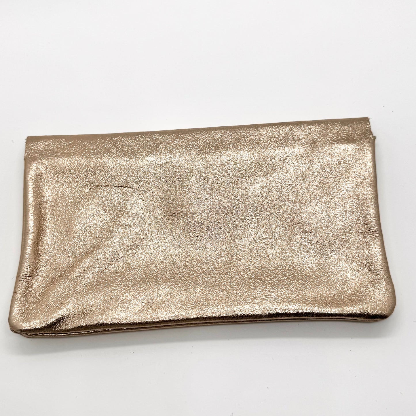 Porte-monnaie XL en cuir véritable irisé champagne