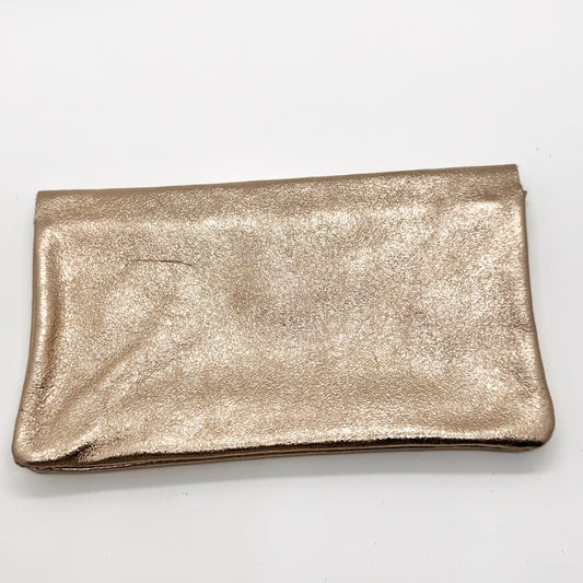 Porte-monnaie XL en cuir véritable irisé champagne