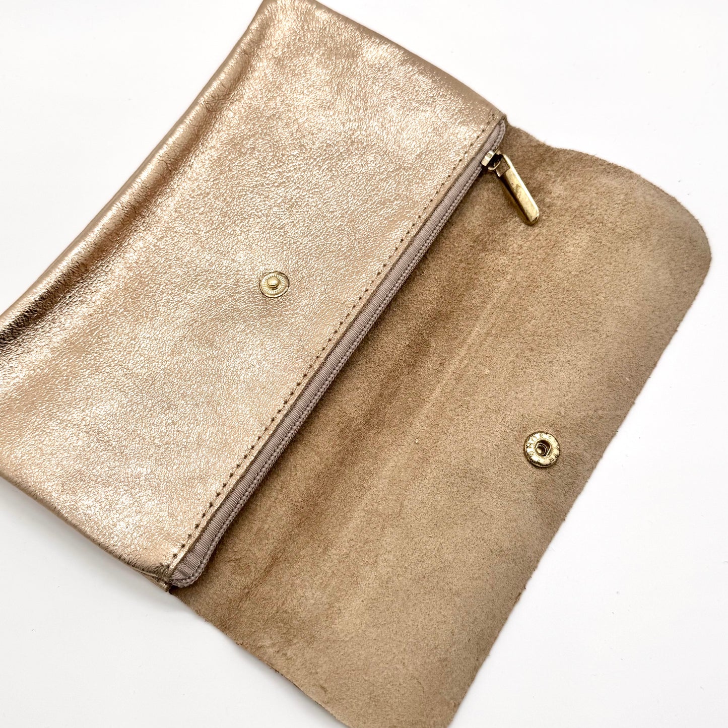 Porte-monnaie XL en cuir véritable irisé champagne