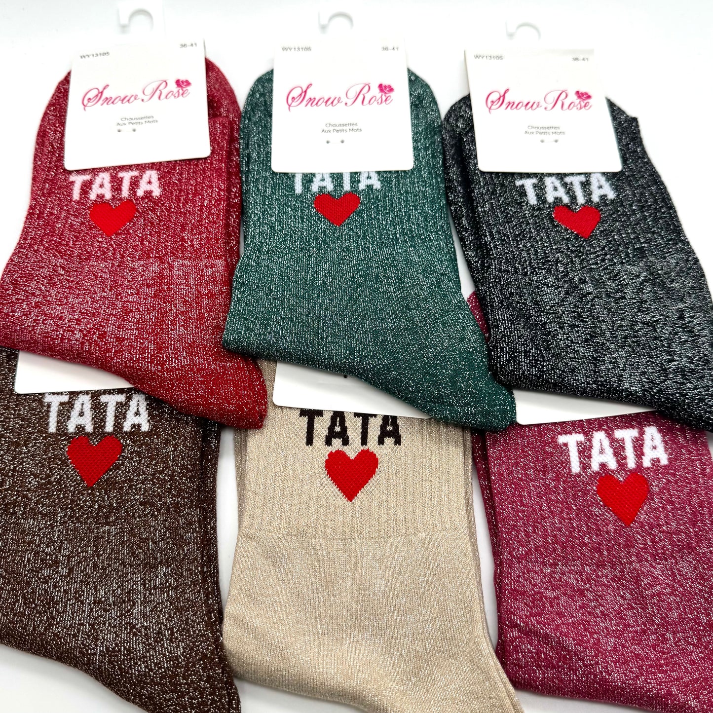Chaussettes à Paillettes à Message "Tata ♥️ "