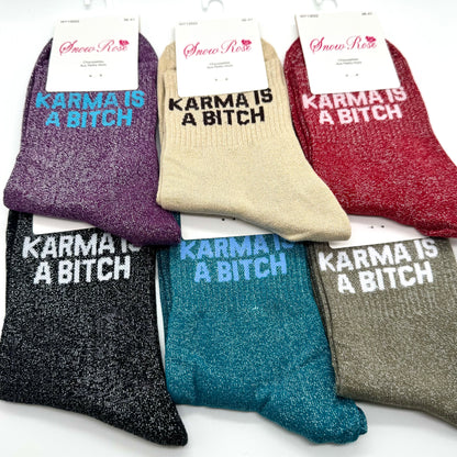 Chaussettes à Paillettes à Message " Karma Is A Bitch "