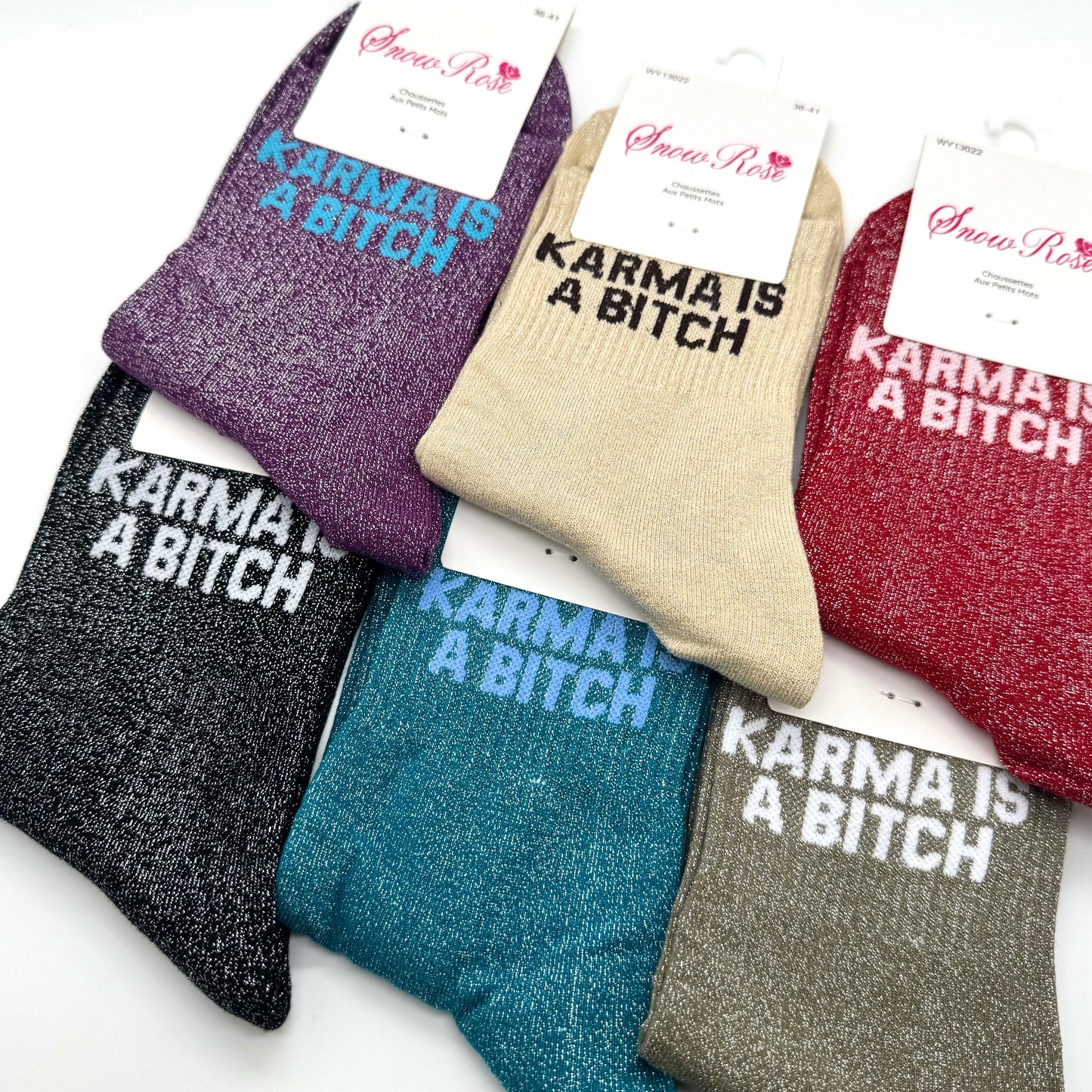 Chaussettes à Paillettes à Message " Karma Is A Bitch "