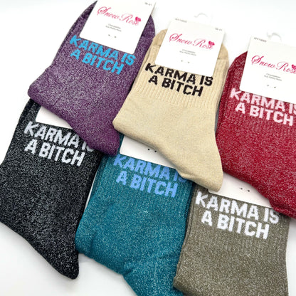 Chaussettes à Paillettes à Message " Karma Is A Bitch "