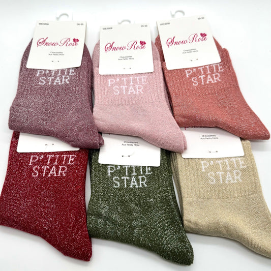 💖 Chaussettes ENFANT à Paillettes à Message " P'tite Star "