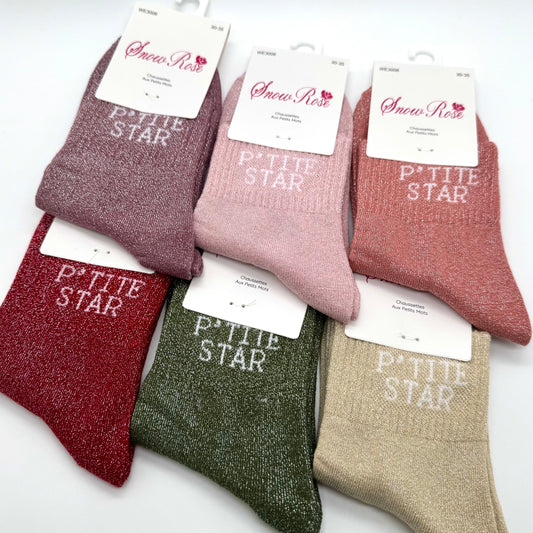 💖 Chaussettes ENFANT à Paillettes à Message " P'tite Star "