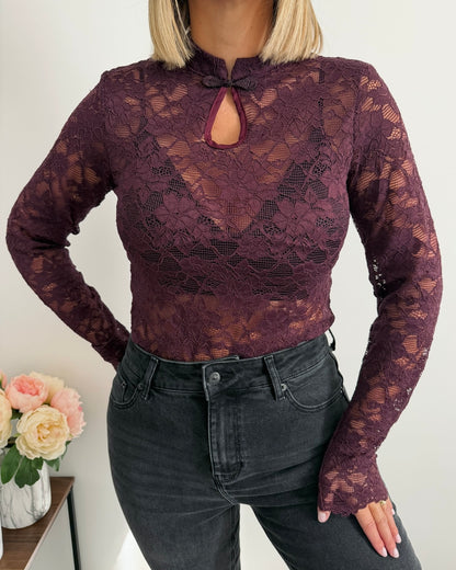 Body dentelle col mao violine