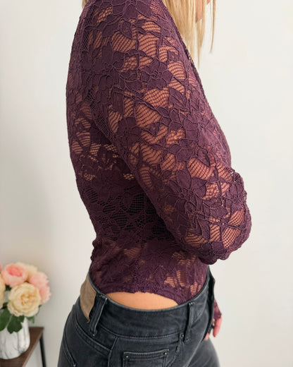 Body dentelle col mao violine